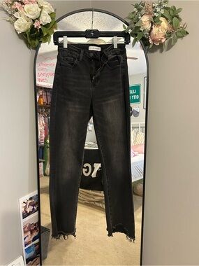 Flying Monkey Black Straight-Leg Jeans with Raw Hem